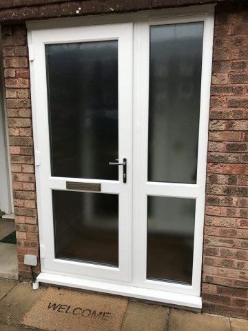 white glass front door